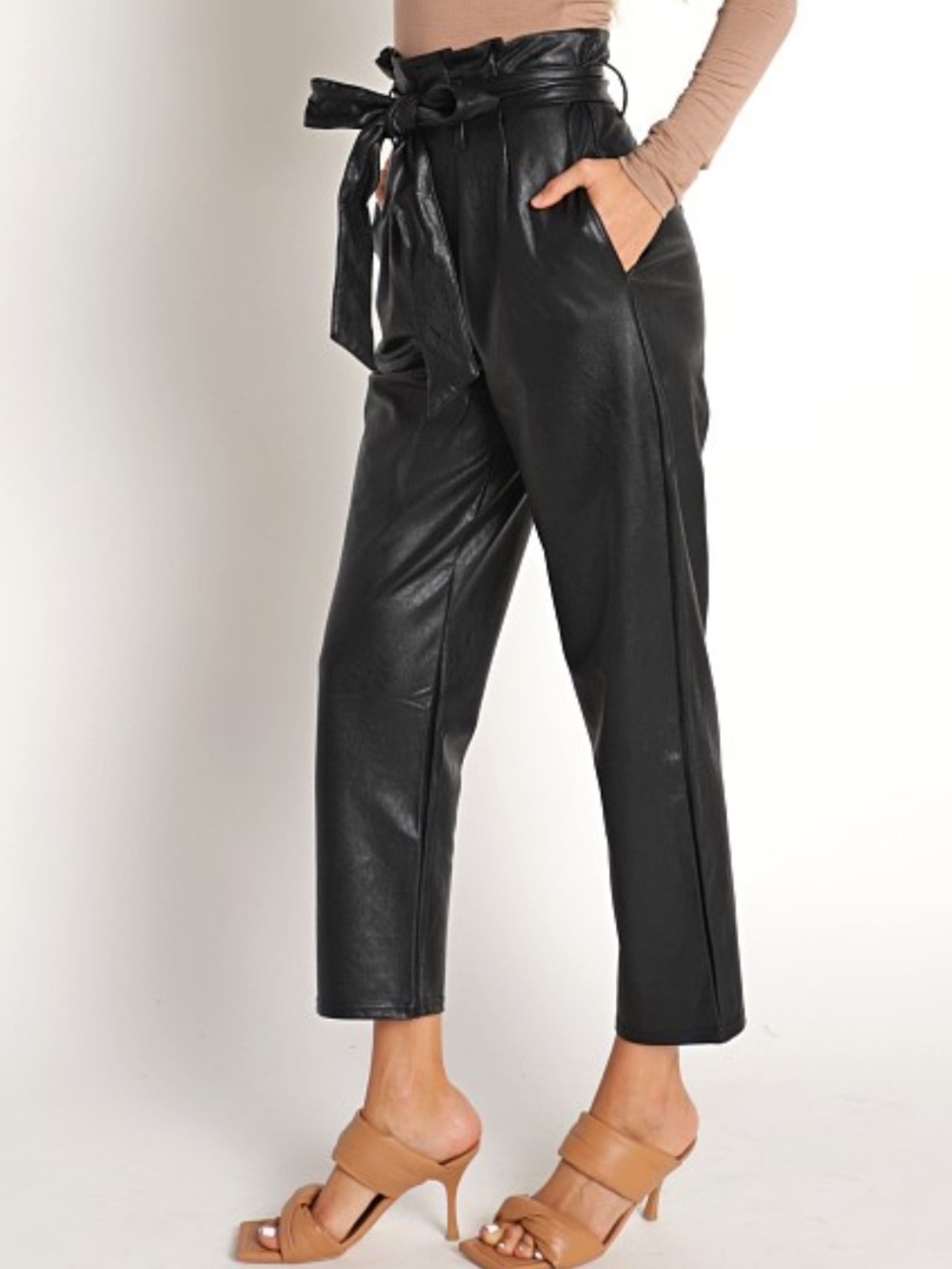 COMMANDO Faux Leather Paper Bag Pants Black Size Medium
